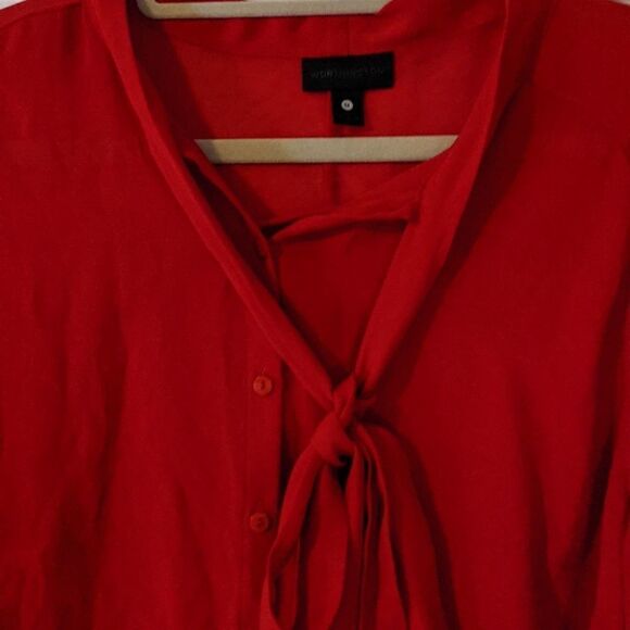 WORTHINGTON sheer blouse top red 3/4 sleeves Gorgeous 1X holidays Valentine's - Picture 2 of 8